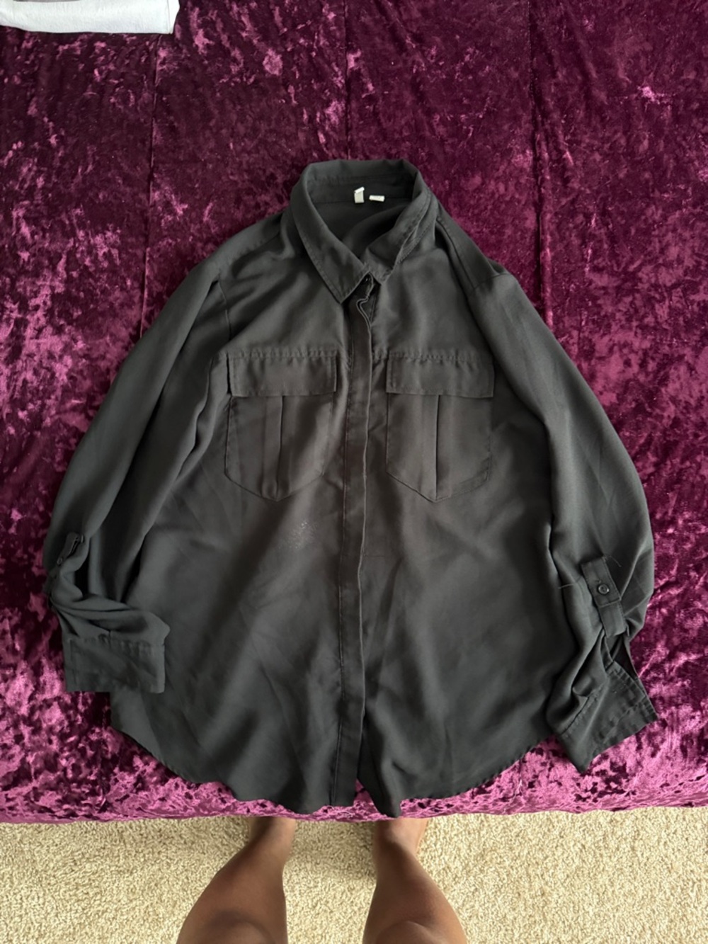 Cato Black Long-Sleeve Utility Button Shirt